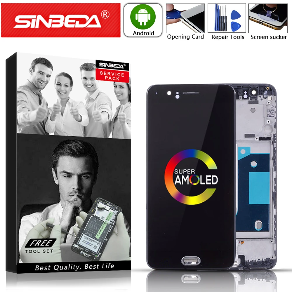 AMOLED 5.5" For Oneplus 5 A5000 LCD Display Touch Screen Digitizer with Frame For OnePlus 5 Dispaly For One Plus 5 1+5 A5000 LCD