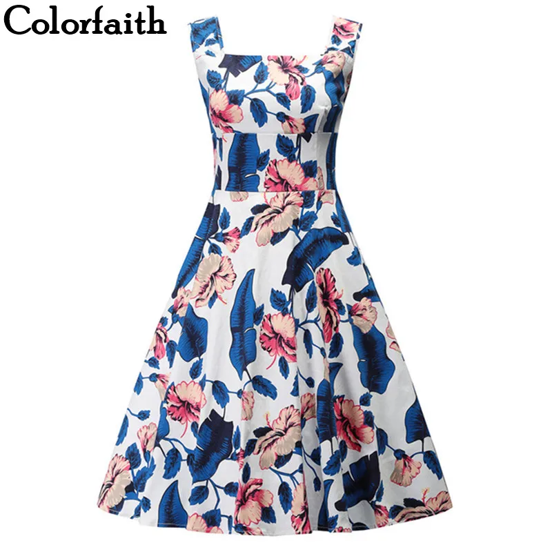 Colorfaith Новинка 2019 женские платья весна лето прерия шик элегантные расклешенные