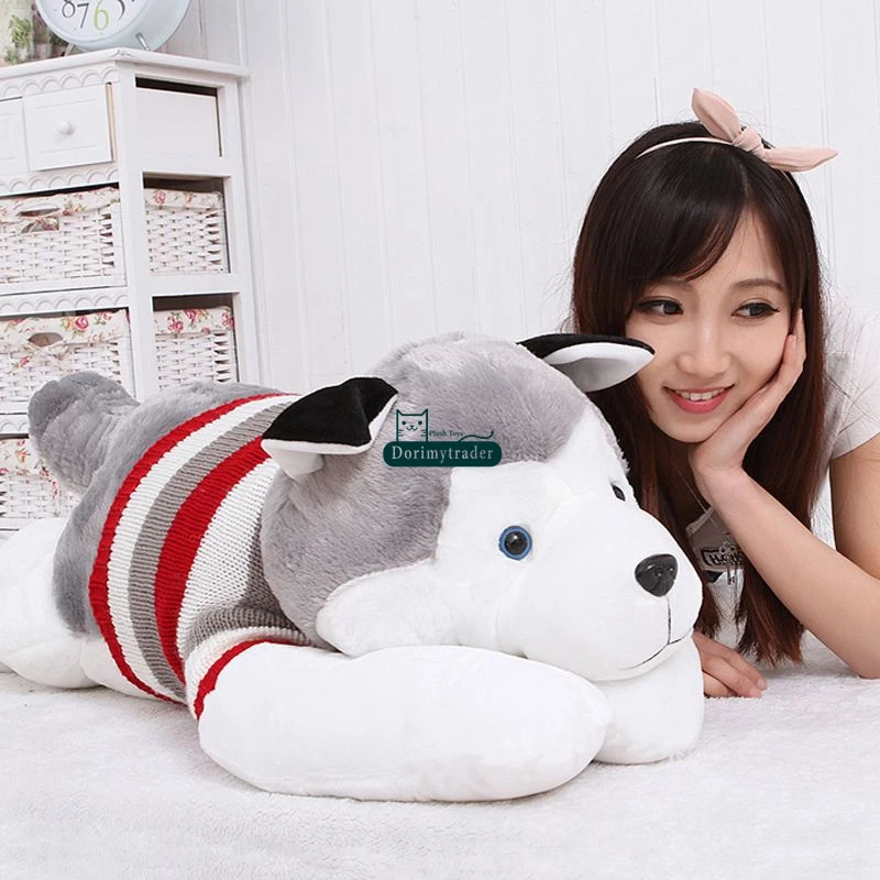 Большая плюшевая игрушка Dorimytrader в виде хаски мультяшная огромная подушка для