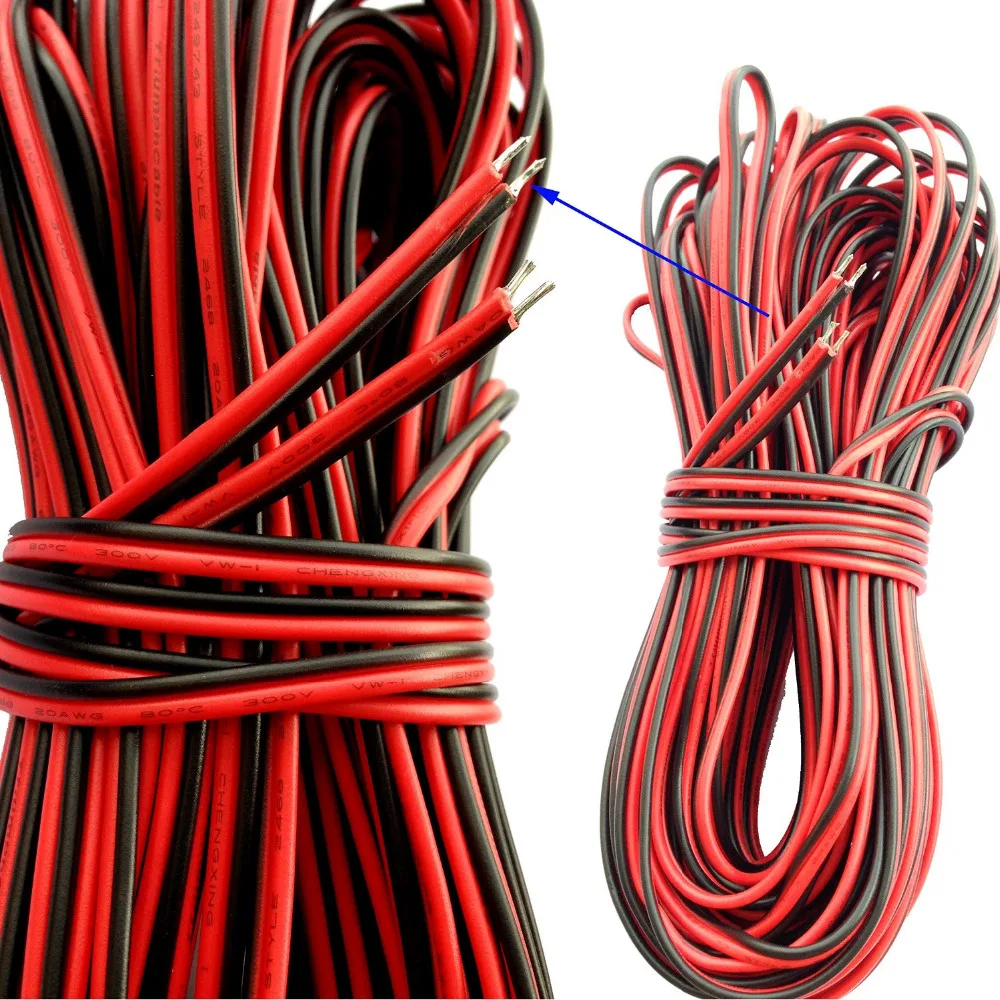 40 футов 20 Калибр удлинитель провод шнур 20AWG 2Pin 2 цвета красный черный Hookup стенд