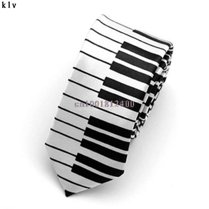 Мужской черно белый галстук для фортепианной клавиатуры классический тонкий