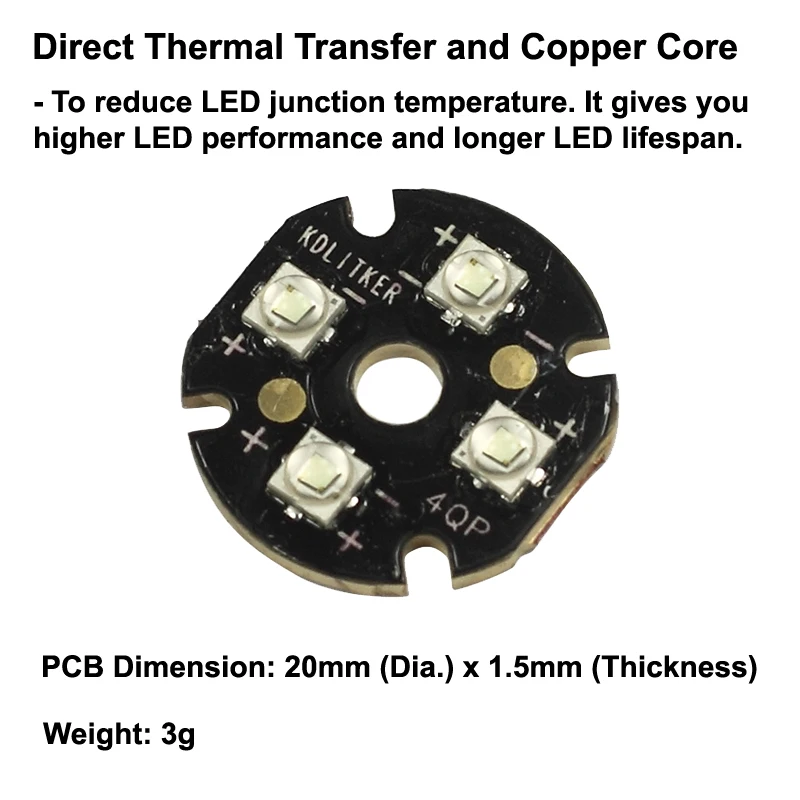 Quad Cree XP-E2 Королевский синий 450nm светодиодный излучатель с KDLITKER 20 мм x 1 5 DTP медная