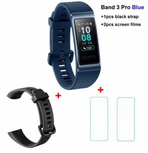 huawei Band 3 Pro Smartband gps металлическая рамка Amoled полноцветный дисплей сенсорный экран Датчик сердечного ритма датчик сна - Цвет: blue x black x film