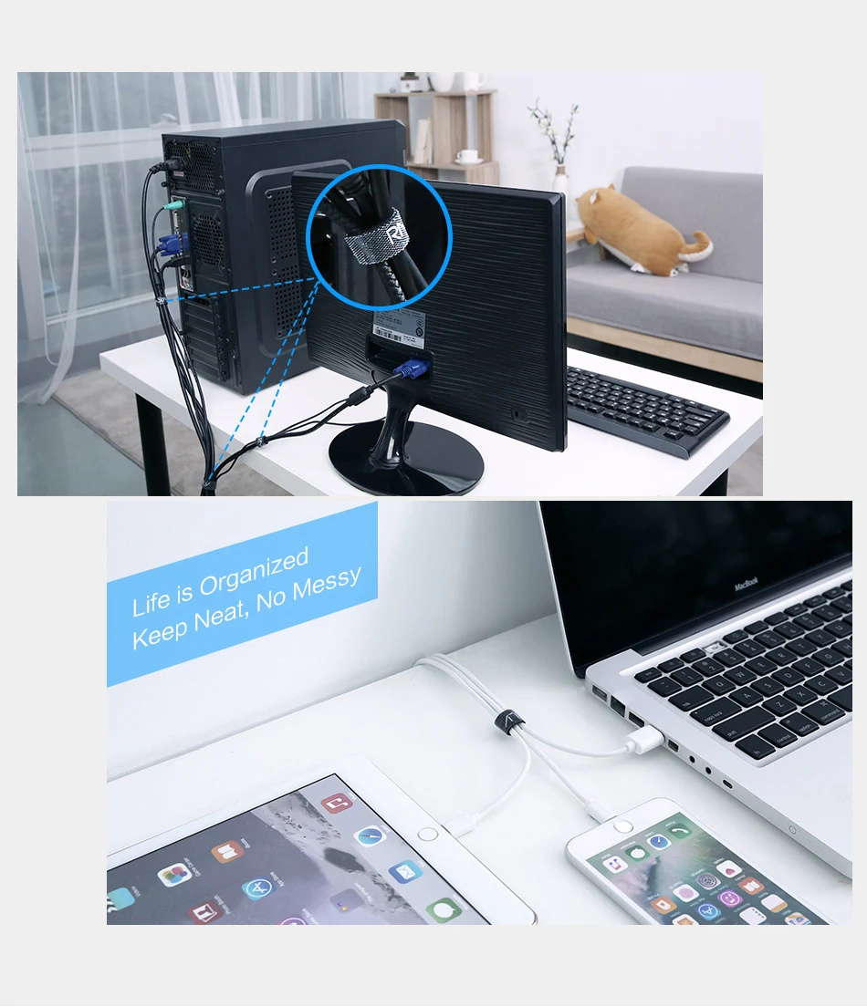 RAXFLY Кабельный организатор usb-кабеля для молния Micro Тип USB C Длина 1/3/5 м кабель клип офис Desktop Управление кабельный организатор кабель менеджмент органайзер кабелей органайзер для проводов