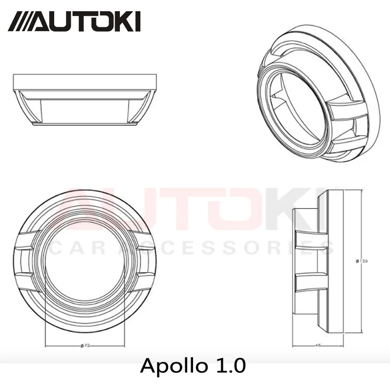 3 дюйма hid линзы проектора bi xenon кожух высокая температура стойкие серебро Apollo 1 0