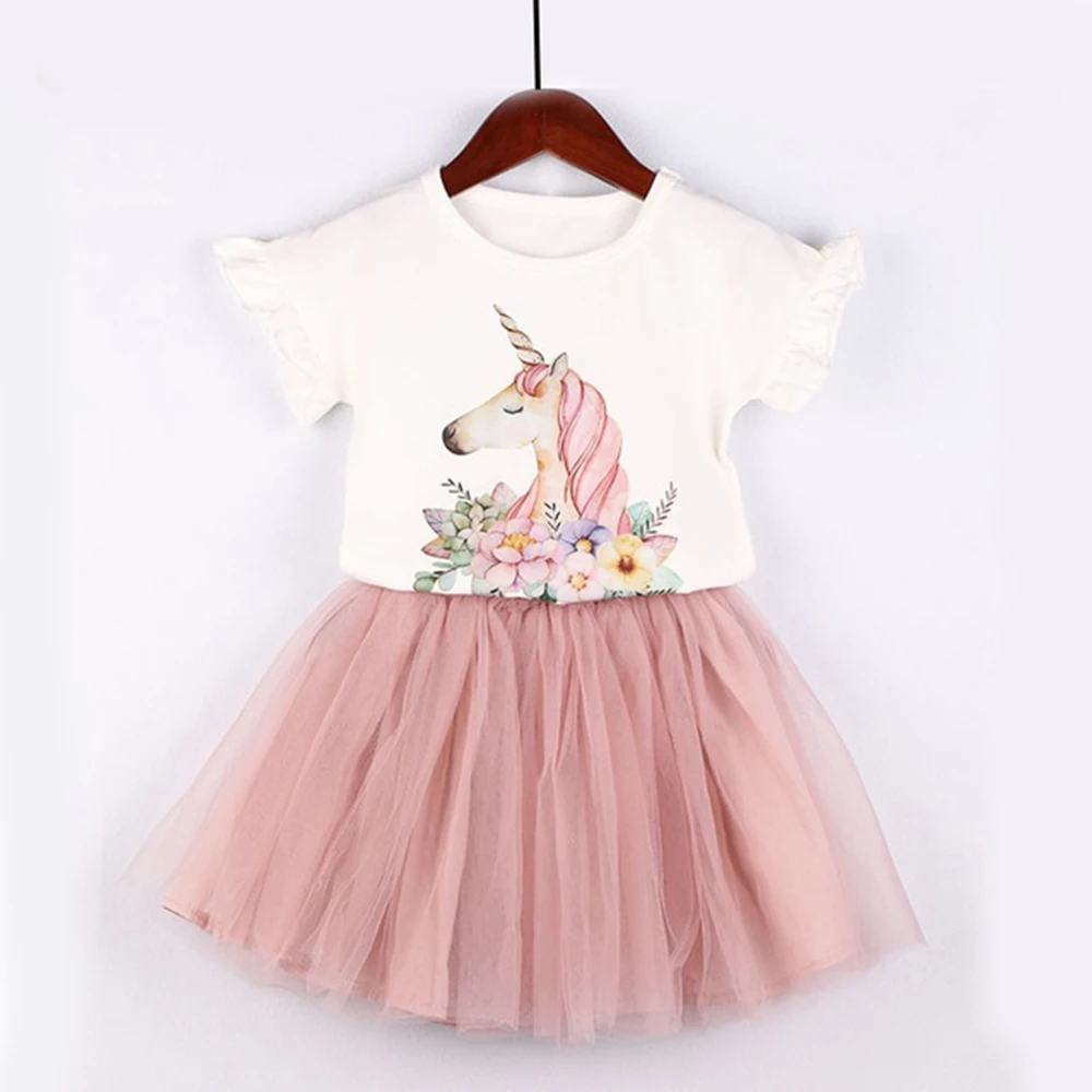 k06611Pink Новые детские комплекты одежды для девочек; комплекты для девочек; комплект с юбкой-пачкой с единорогом; детская одежда; Одежда для маленьких девочек; детская одежда - Цвет: k06611Pink