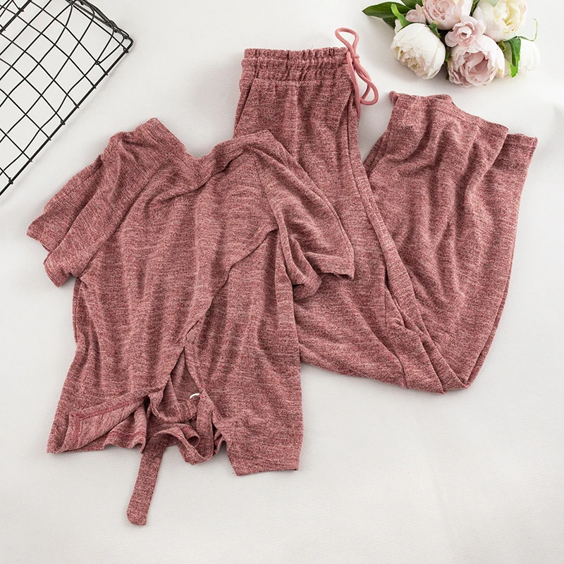 2019 Новый Модный женский комплект из двух предметов: футболка с короткими