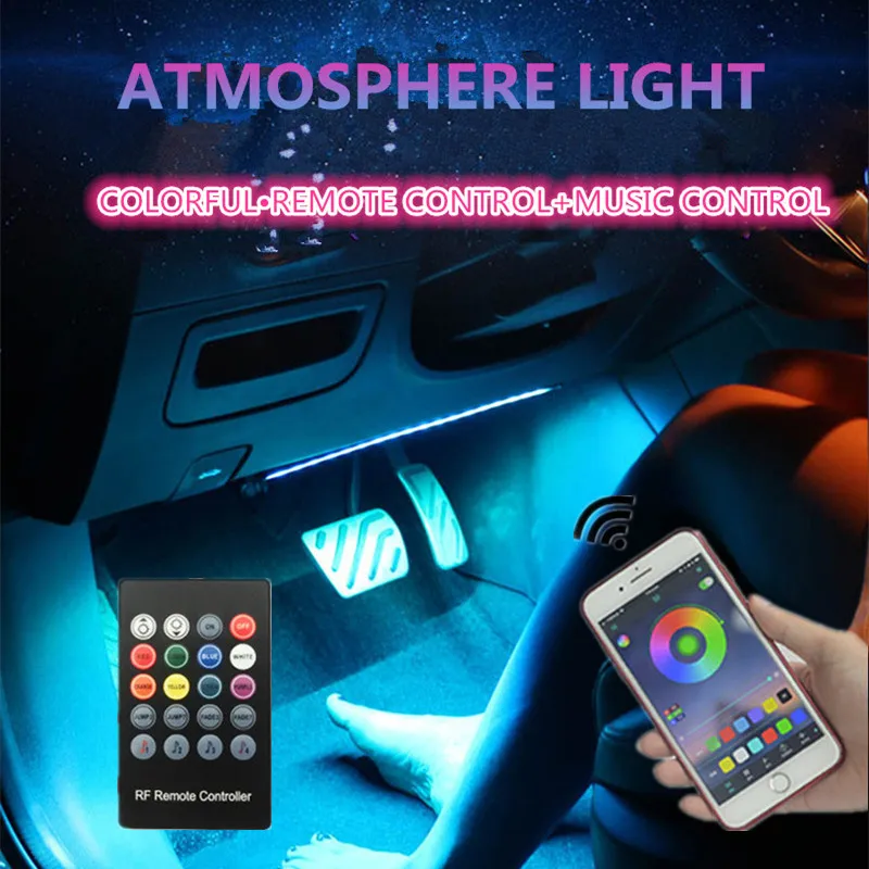 4 шт. автомобиль RGB Светодиодные ленты светильник РЧ пульт дистанционного