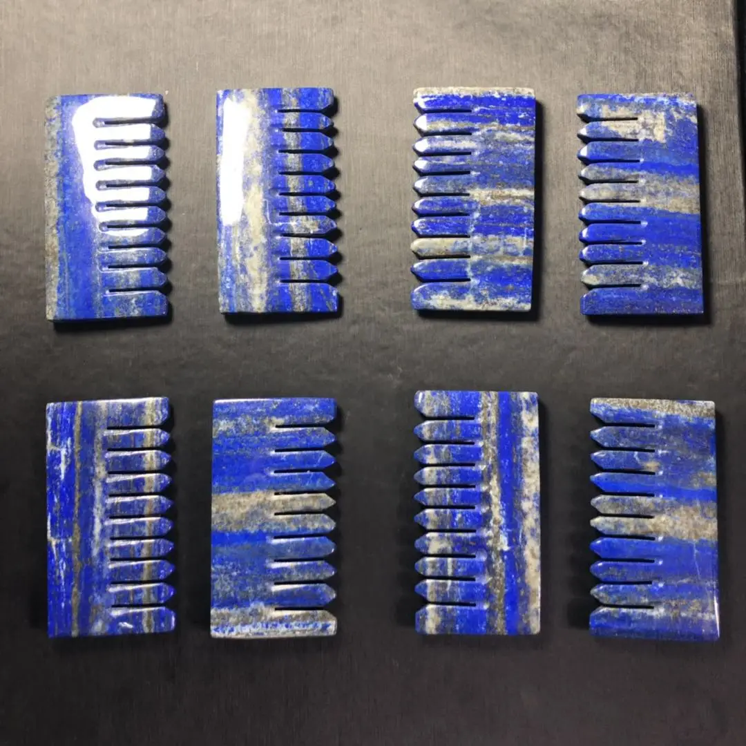 80 мм Оптовая цена натуральный Лазурит расческа из камня для здорового лечения