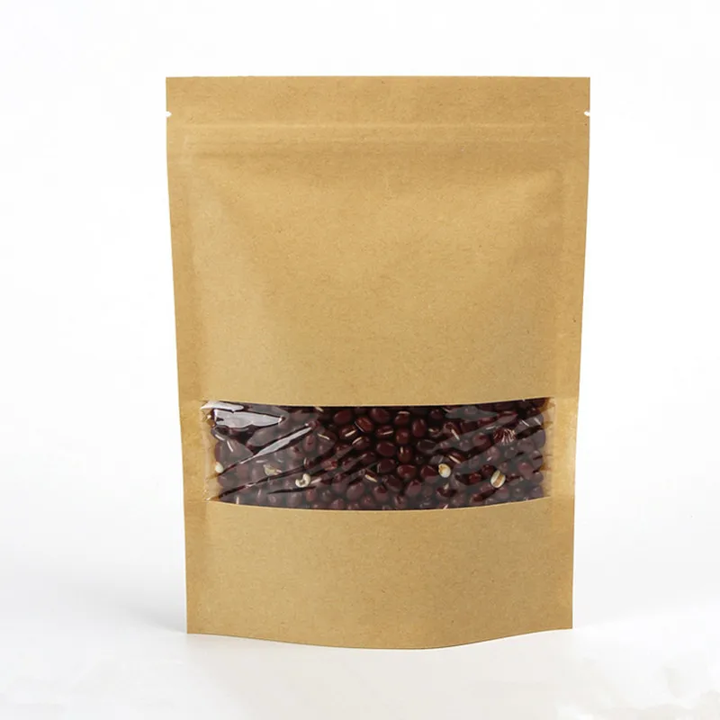 50-Piece Kraft Paper Zip Lock Bag with Clear Window for Self-Sealing Ground Coffee Capsules, Sex Cosplay Socks, Gloves, and Gift Packaging image 6