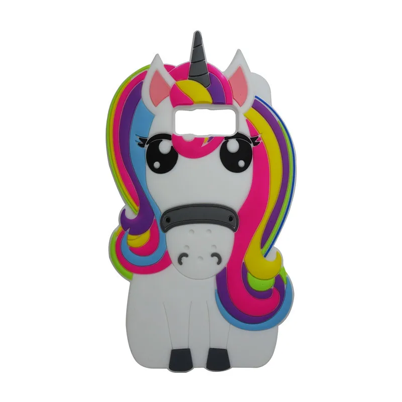 Colored Unicorn Silicone case For Samsung Galaxy S8 S9 Cute cover Fashion 3D Cartoon Plus Fundas |