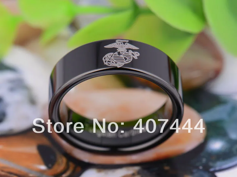 Free Shipping YGK JEWELRY Hot Sales 8MM Black Pipe Military Army Marines New Mens Tungsten Carbide Wedding Ring | Украшения и