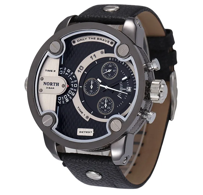 Часы класса люкс от года North Watches, спортивные мужские часы с кожаным ремешком, водонепроницаемые на глубине 30м, мужские и женские кварцевые часы Relogios Masculino