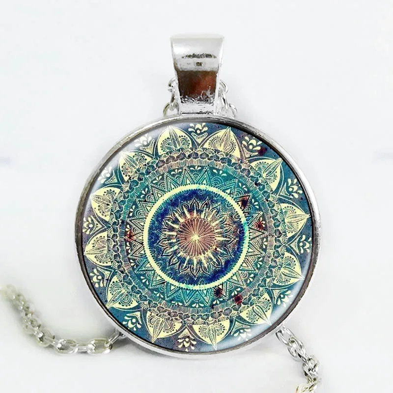 Калейдоскоп с художественным принтом буддизм неоновый Ом кулон Йога украшения