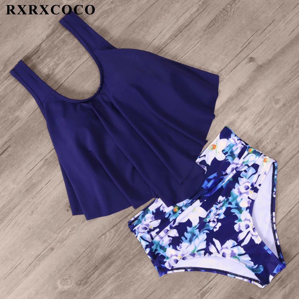 RXRXCOCO,, сексуальное бикини,, Mujer, купальник с оборками, женский, пуш-ап, высокая талия, бикини, набор, Bnadage, бикини, Одноцветный Купальник для женщин
