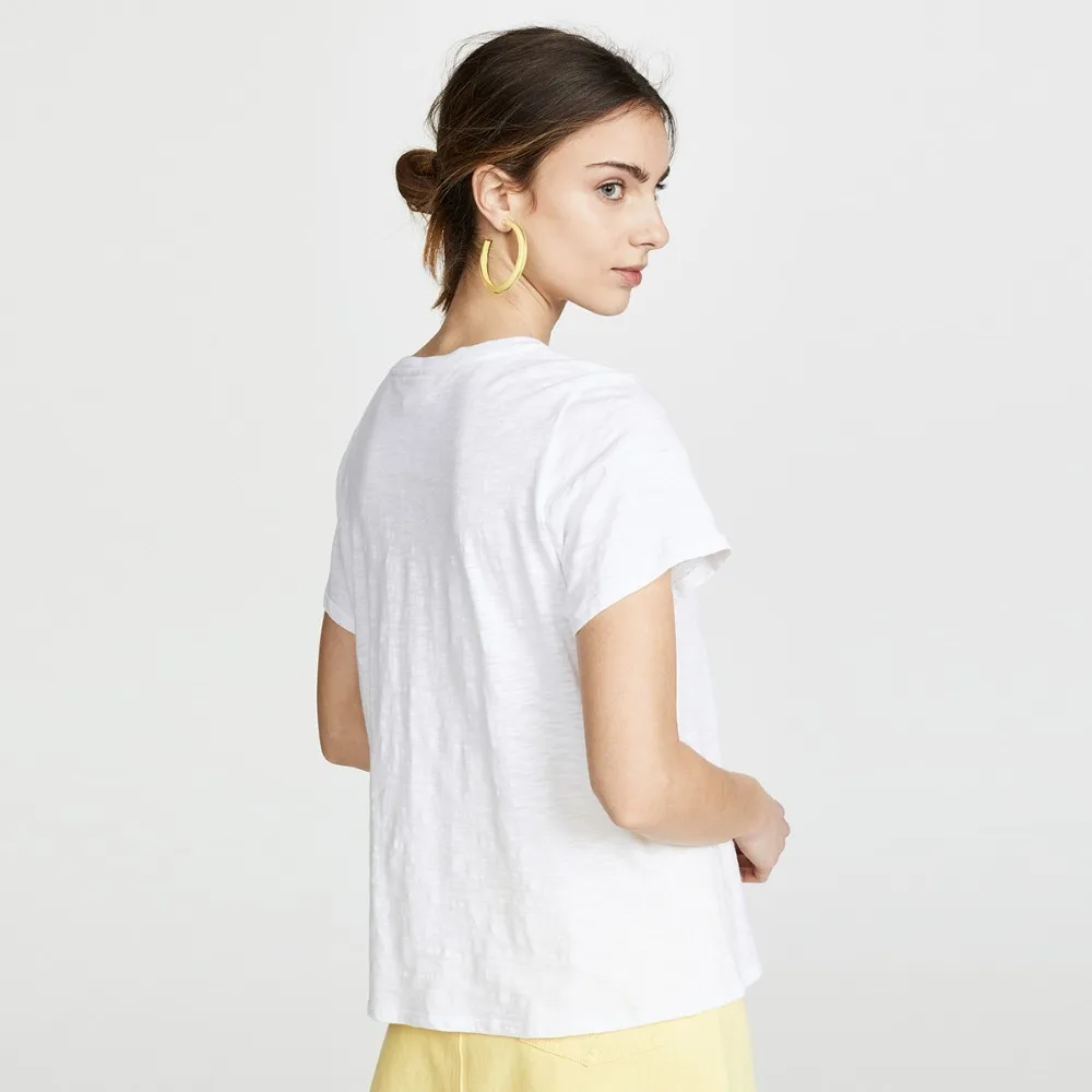 Фото HDY Haoduoyi Femme Летние Стильные повседневные топы для девочек Простая белая футболка HDY Haoduoyi Femme Летние Стильные повседневные топы для девочек Простая белая футболка