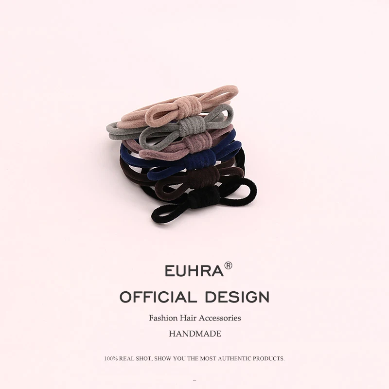 EUHRA, 6 цветов, эластичные резинки для волос, стекаются, галстук-бабочка, веревка, кроличьи ушки, женские, девочки, детские аксессуары для волос, резинка