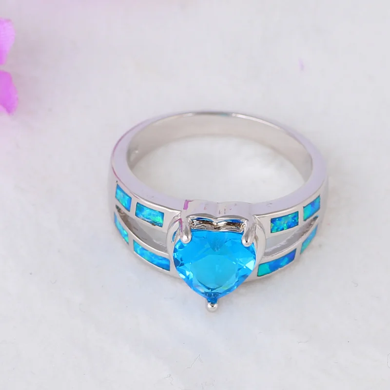 Saphire ювелирное изделие в стиле сердца голубой огненный опал серебряный цвет