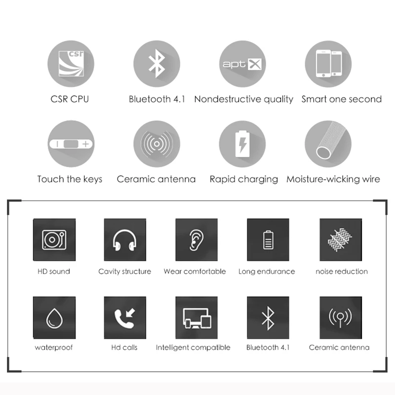 Aryago M9 Спорт Беспроводной Bluetooth Наушники Шум снижение Водонепроницаемый стерео