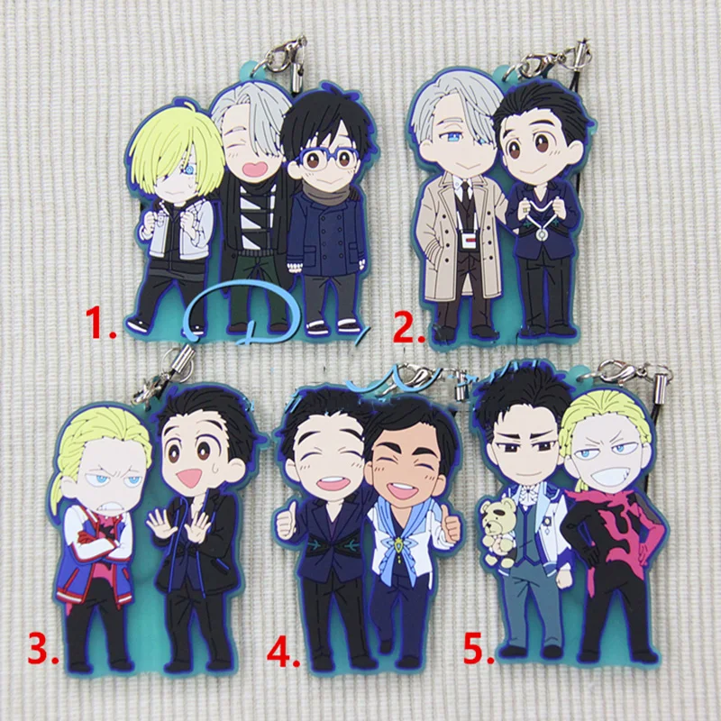 1 шт. брелок YURI on ICE Victor Yuri кацуки Отабек Алтын Phicht Смола брелоки для пар резиновый ремешок телефон подвесные брелоки