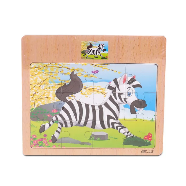 zebra Мультяшное животное движение головоломки игрушки деревянная доска детские игрушки дети когнитивное развитие игрушка-пазл для раннего развития игрушки подарки для мальчиков - Цвет: zebra
