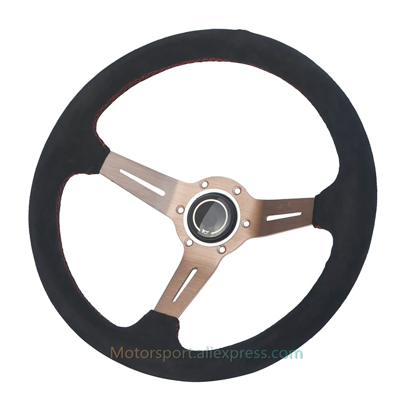 Замшевое кожаное универсальное рулевое колесо 350 мм/14 дюймов|racing car steering wheel|car