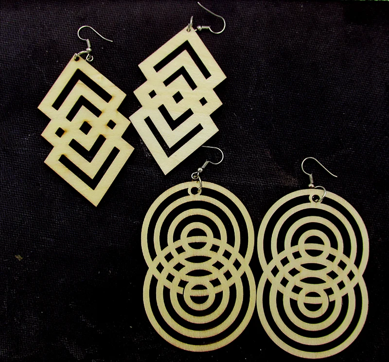 Деревянные серьги круглой формы лазерной резки|wooden earrings|earrings earringearrings wood |