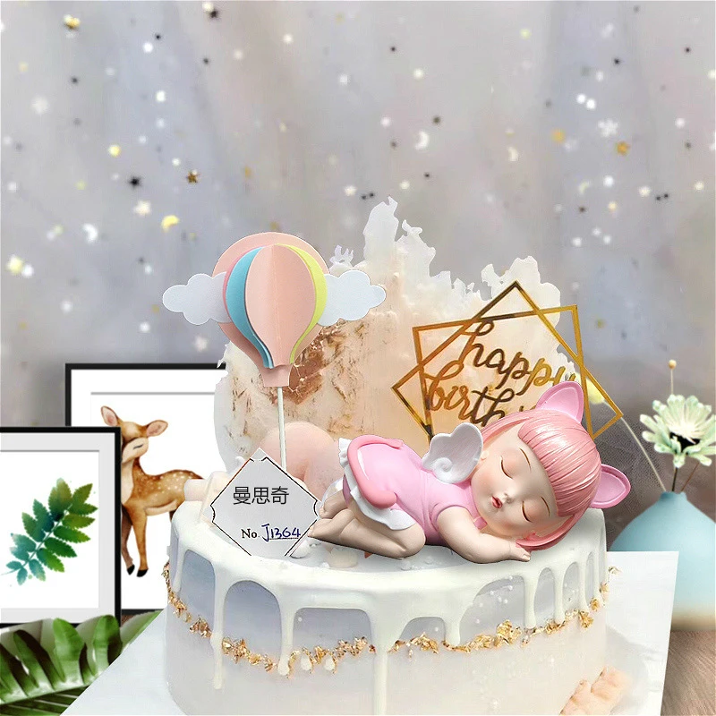

2 Kinds Resin Cartoon Prone Sleeping Angel Cake Decor Ornament Wedding Engagement Kids Birthday Party Supplies Kids Toy