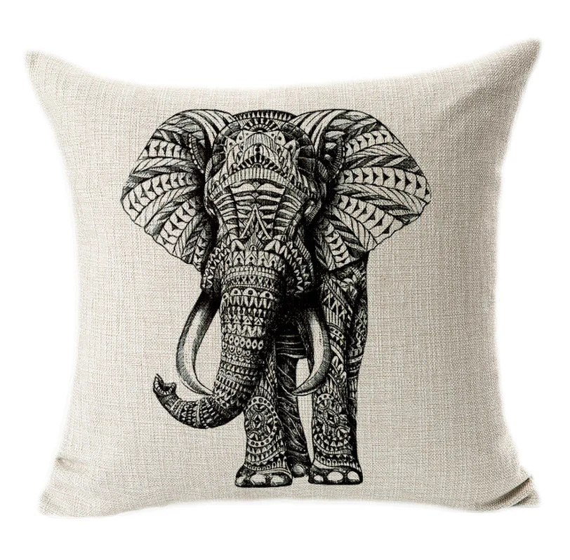 Чехол для подушки льняная накладка с рисунком совы автомобильного дивана