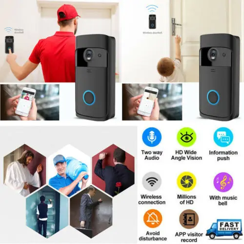 Wireless Smart Doorbell WiFi Remote Video Phone Door Bell Home Security Two-way Intercom Night Vision Support APP 4D04 | Безопасность и