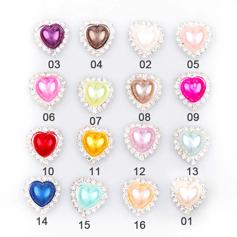 10 Pcs 21x23mm Inner 15mm Heart Pearl Button with Brass Silver Metal Tray Rhinestone Cabochon Cameo Setting DIY Jewelry Charms | Украшения