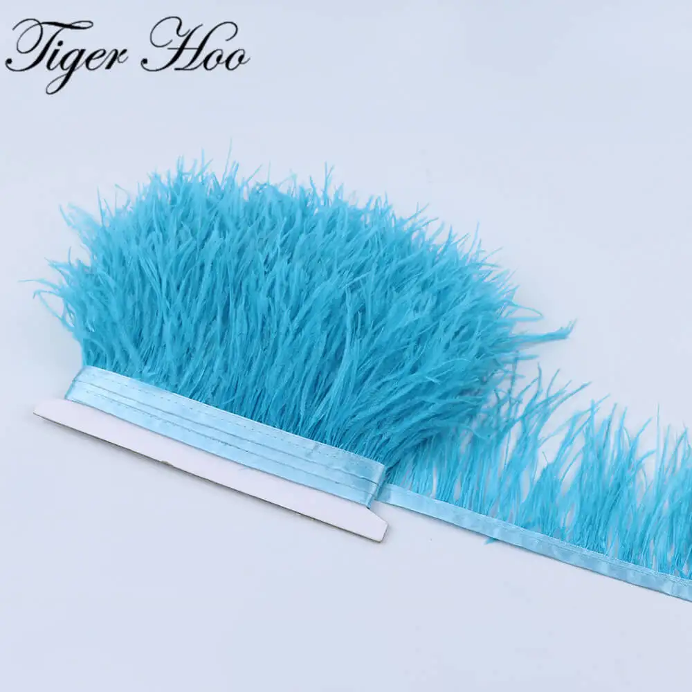 025 Sky blue 1 метр DIY окрашенное перо страуса бахрома ширина 8-11 см свадебное платье украшение отделка Аксессуары для шитья одежды - Цвет: 025 Sky blue