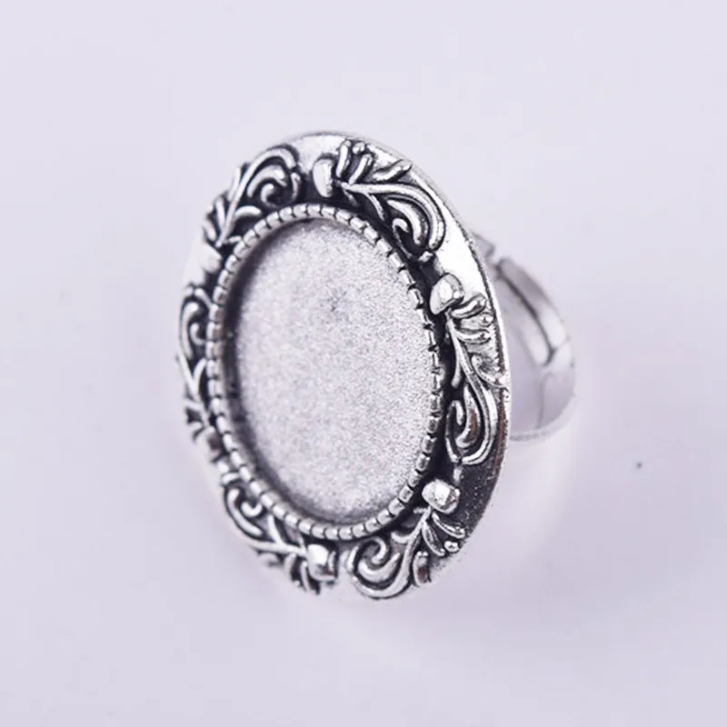 20Pcs Adjustable Ring Zinc Alloy Antique Silver Bronze Plated Blank Rings Setting Trays Bezel Fit 20mm Size Cabochon Cameo |