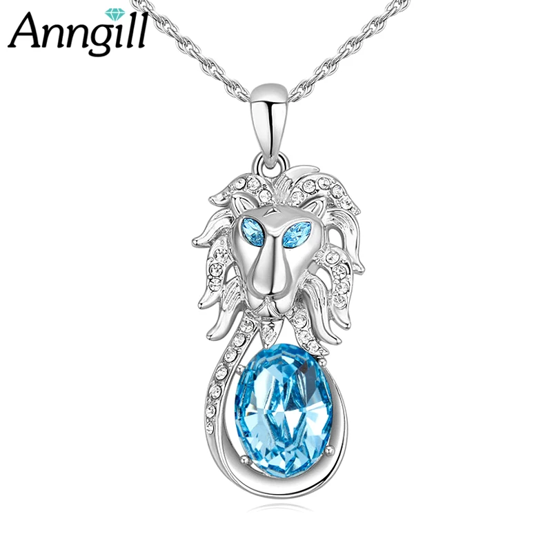 Популярное эффектное ожерелье с кристаллами Сваровски подвеска в виде льва