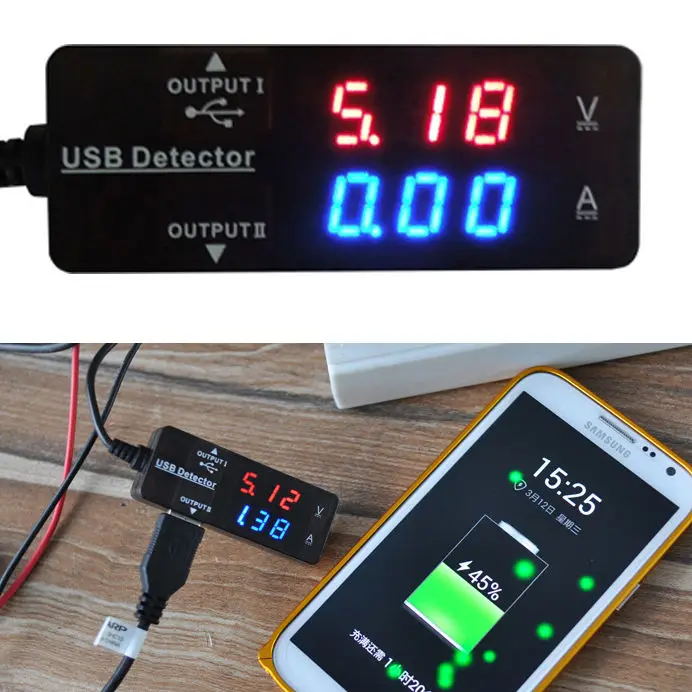 2-в-1 3A USB-детектор зарядного устройства цифровой светодиодный вольтметр
