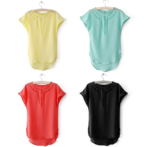 Женские Летние Случайные Свободные Выдалбливают Форме Крыла Летучей Мыши Рукав