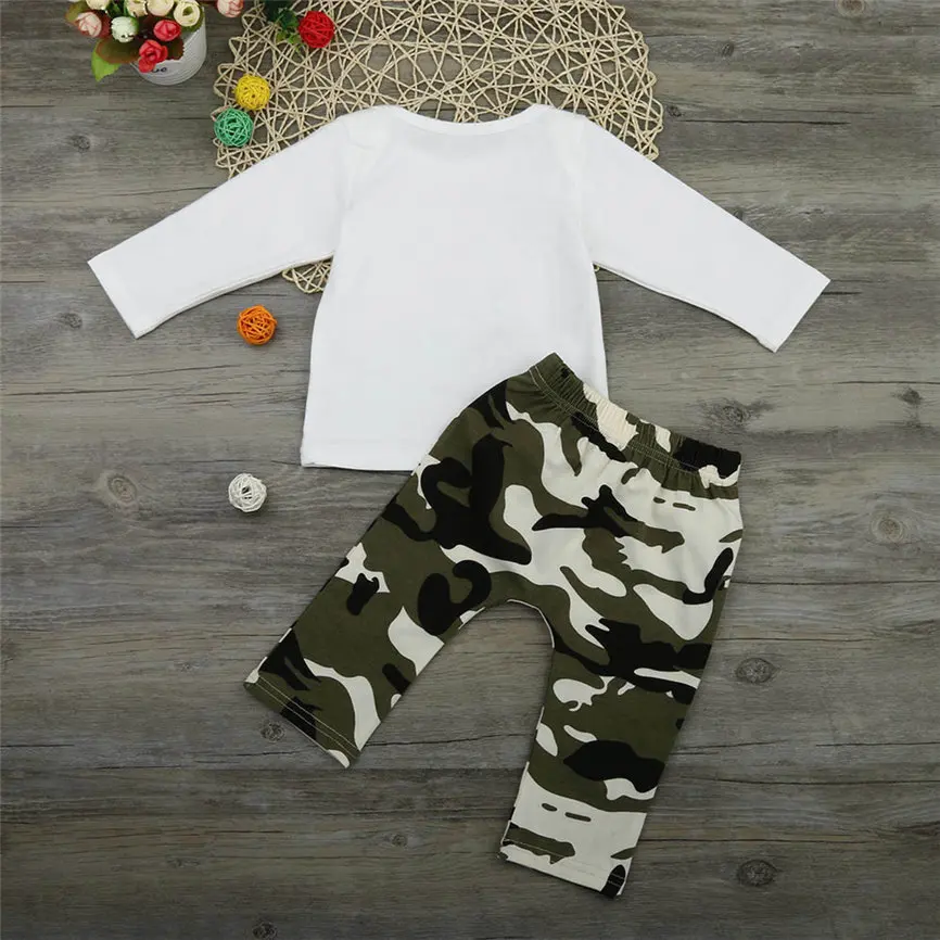 Clothing Sets 2018 Tracksuit Newborn Kids Baby Boys Outfits Clothes Letter T-shirt Tops+Camouflage Pants Set Dropshipping BTTF | Детская