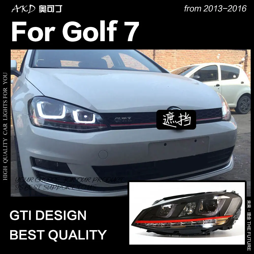 AKD автомобильный Стайлинг для VW Golf 7 фары Golf7 светодиодный налобный фонарь GTI дизайн DRL Hid головной фонарь Ангел глаз биксеноновый луч аксессуары