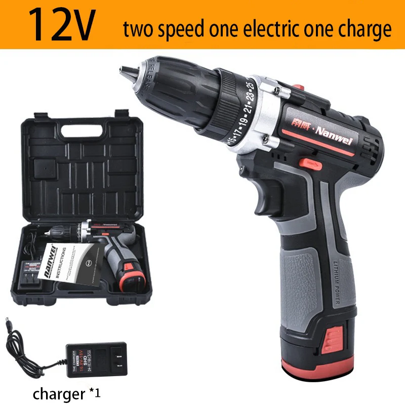12V Standard 42 в 6000 мАч перезаряжаемая литиевая батарея, двойная скорость, Аккумуляторная дрель, электрическая дрель, гаечный ключ, Мощный драйвер, бытовые инструменты для автомобиля 01 - Цвет: 12V Standard