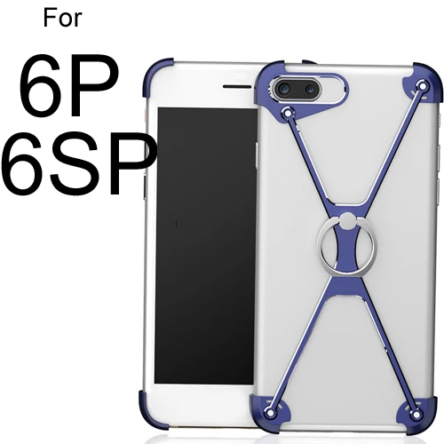 Бампер чехол для iPhone 7 8 Plus, тонкий алюминиевый металлический X-Frame телефон бамперы с кольцом держатель и винт - Цвет: For iphone 6 6s plus