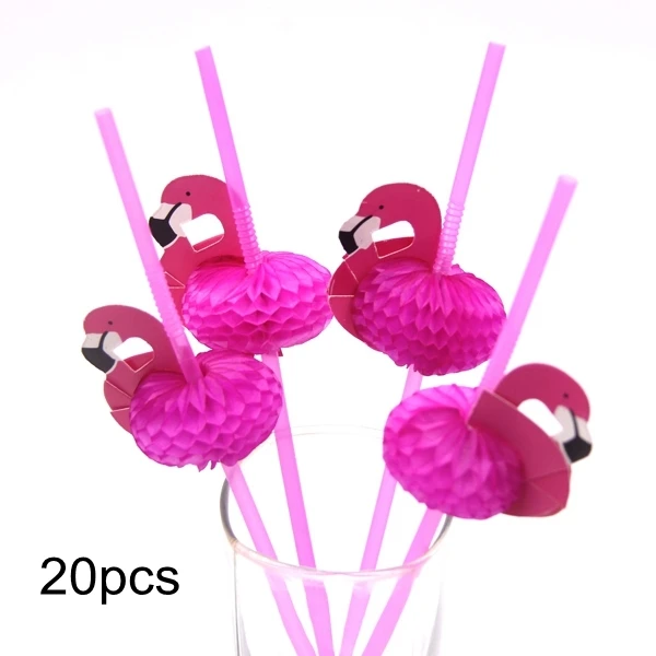 20pcs 1 компл. Фламинго вечерние бумажные зонтики для напитков ананас торт топперы для дня рождения украшения Летние Гавайские вечерние принадлежности - Цвет: 20pcs