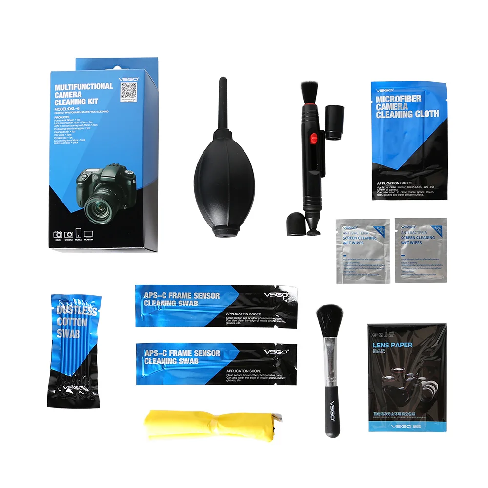 

VSGO 9 in 1 Camera Clean Kit Lens Cleaning Blower Brush Pen DKL-6 for Nikon Canon Sony Digital SLR Cleaning