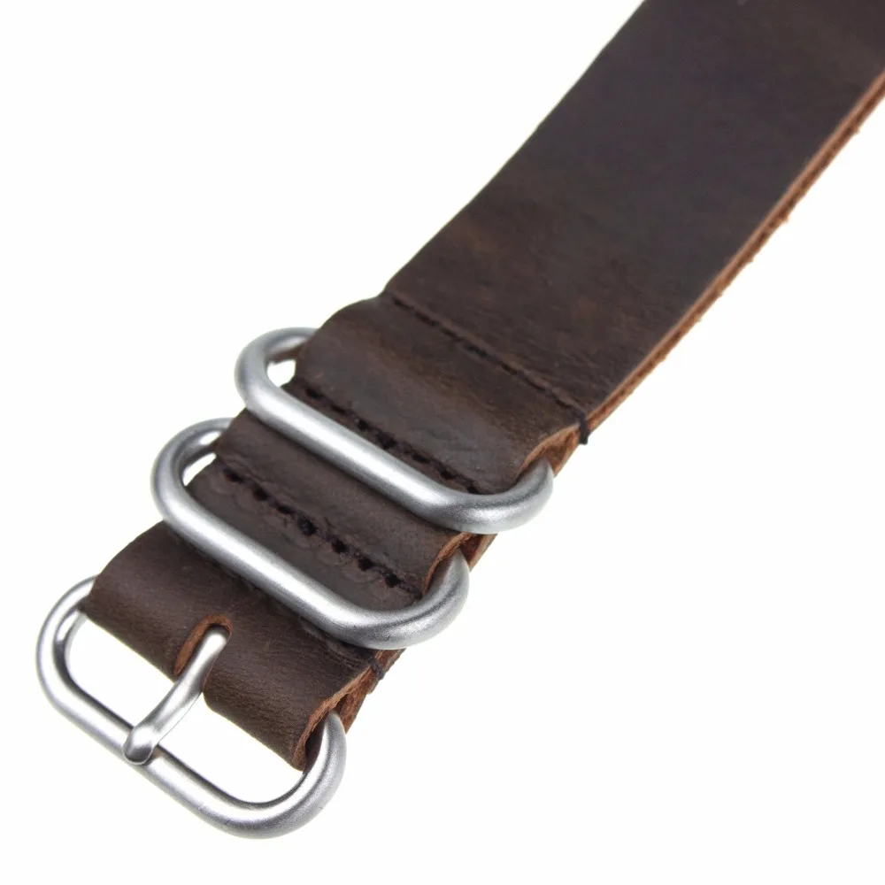 

INFANTRY 22mm Nato Strap Genuine Leather Watch Band 5 Ring Buckles Watch Belts Brown Band Bracelets Watch Straps Accessories