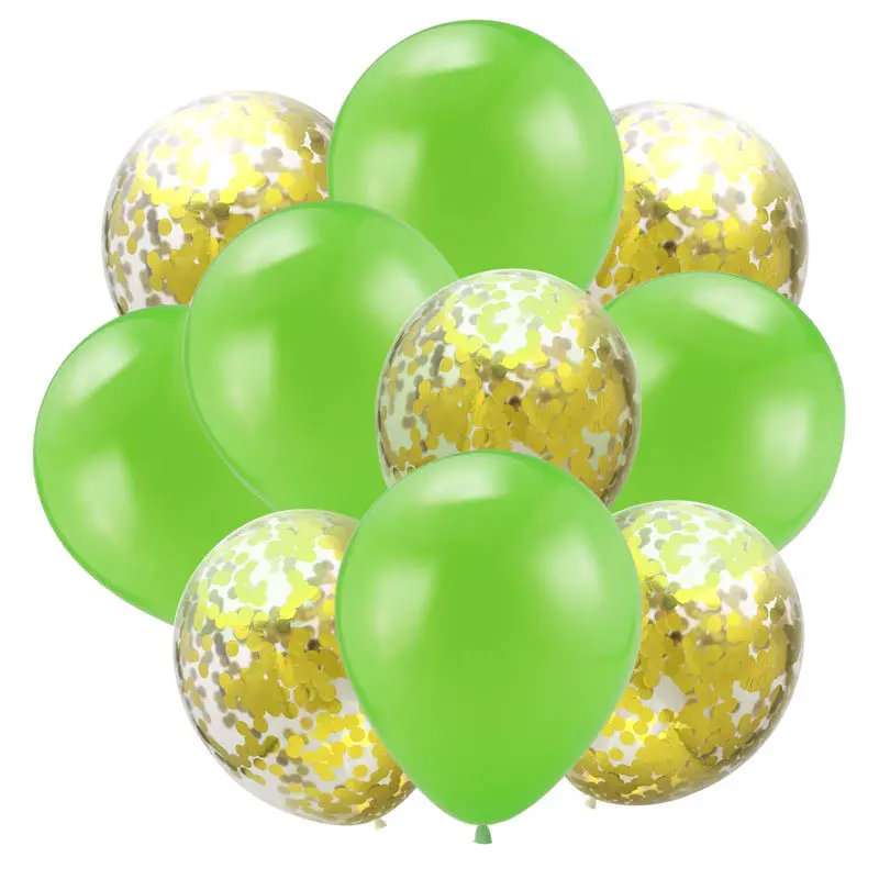 green and gold 10 шт. 12 дюймов Смешанные конфетти воздушные шары на день рождения украшения для детей и взрослых Металлические Шарики Детские воздушные шары для девочек - Цвет: green and gold