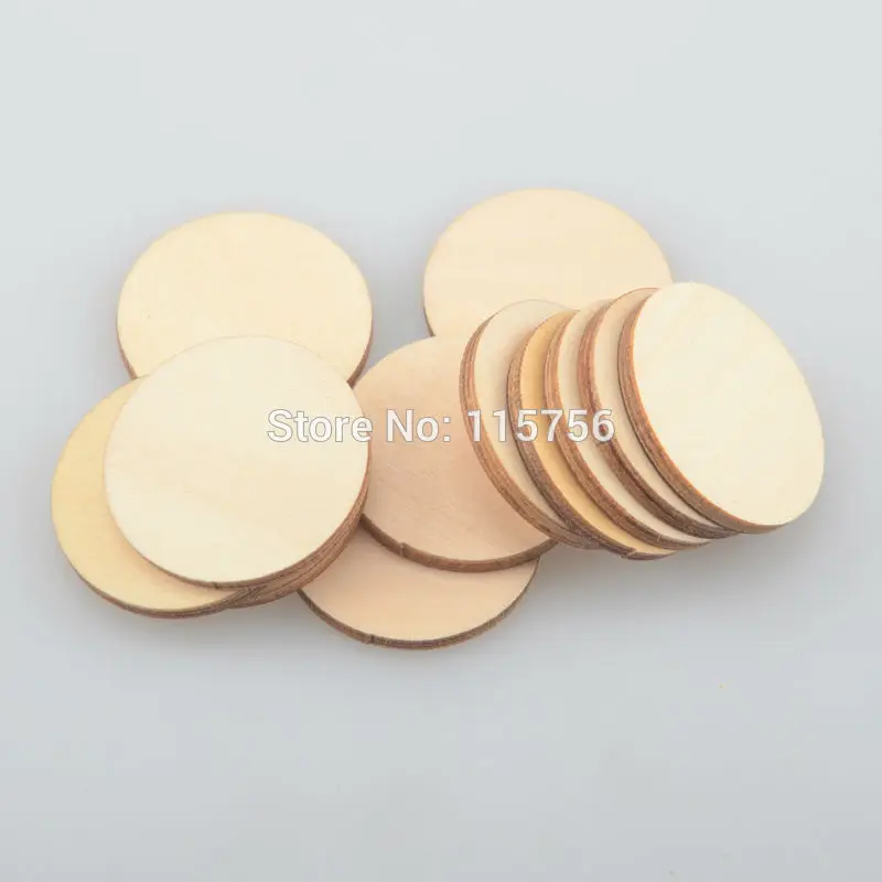 

50pcs/lot 3cm diameter Natural unfinished large circle wood disk cutouts round wooden disc wedding crafts save date N4541