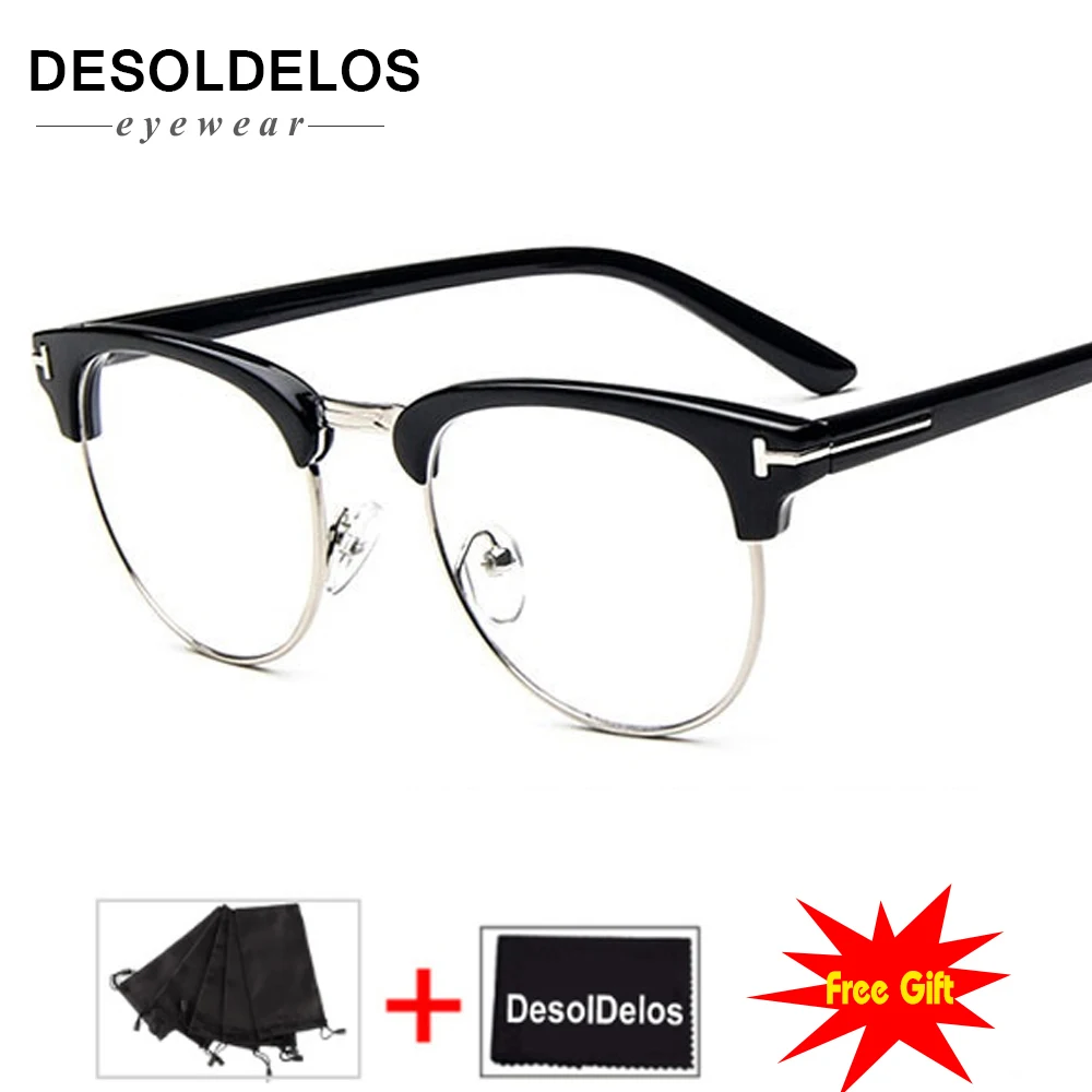 

2019 New Half Metal Women Glasses Frame Men Eyeglasses Frame Vintage SquareClear Glasses Optical Spectacle Frame spectacles
