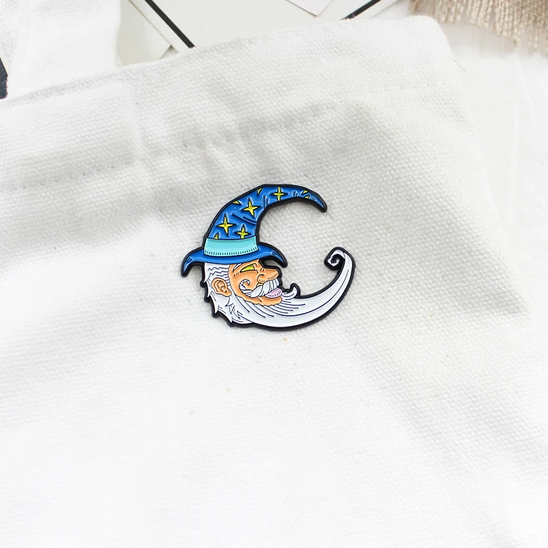 Новая модная Волшебная семья в форме Луны белая длинная брошь виде бороды