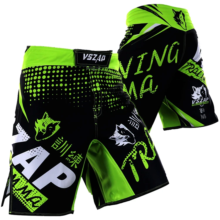 VSZAP MMA мужские шорты Санда Муай Тай повседневные мужские шорты брендовая одежда прострочка промежность эластичная ткань ЗЕЛЕНЫЙ ВОЛК прочный