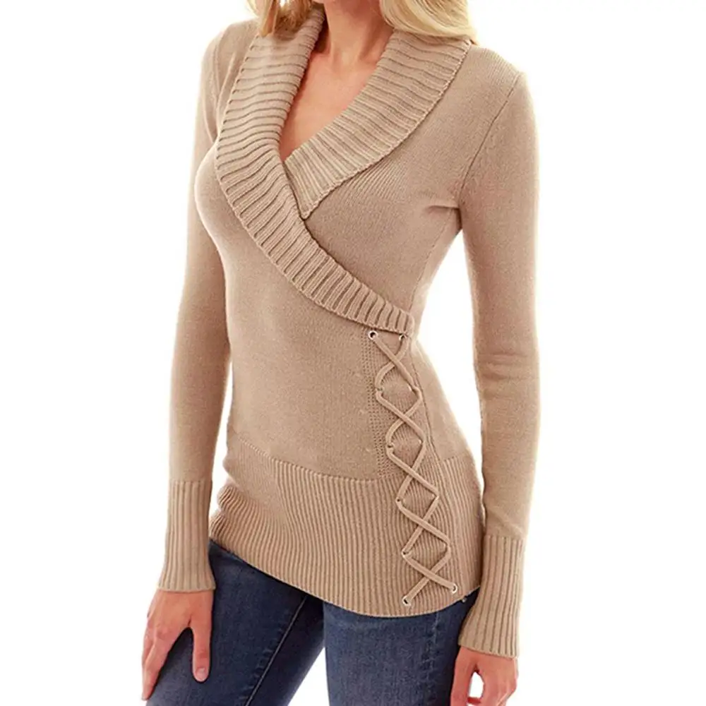 Серый Весна-Осень, модная рубашка, топы, Blusas Feminina, женская накидка, спереди, крест, v-образный вырез, длинный рукав, джемпер, топы, корейский стиль, Modis - Цвет: Серый