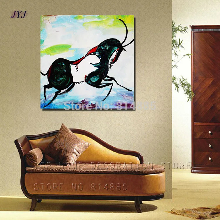 Running Buffalo Wall Painting American Style 100% Handmade Modern Abstract Canvas Oil Art Home Decoration DS001 | Дом и сад